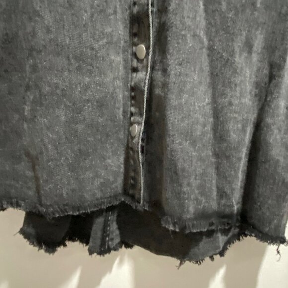 Grunge Goth Punk ROCK & ROLL Preppy Y2K Cotton Oversized Raw Seam Shirt Jacket S - Picture 5 of 11